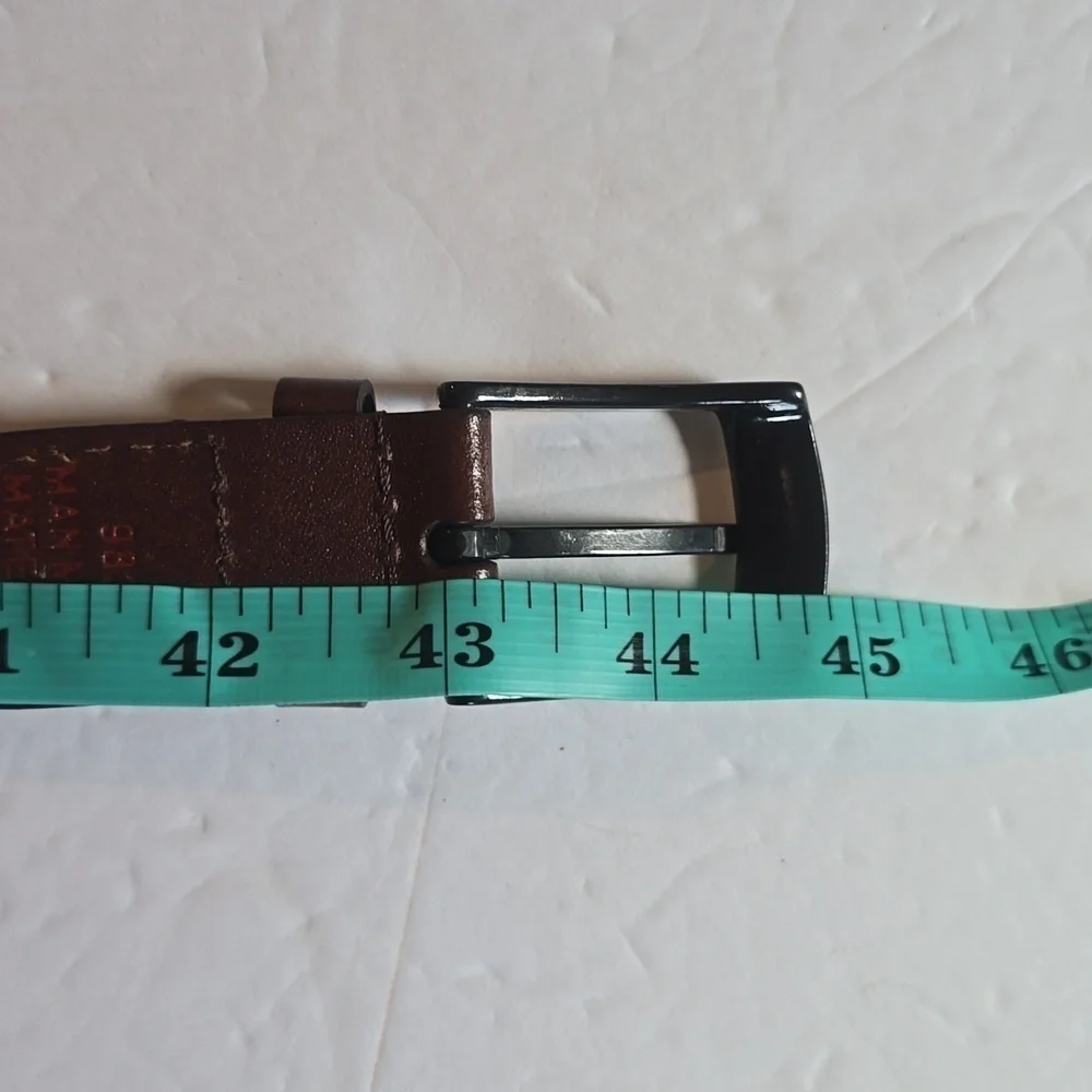 Mens Dark Brown Vintage Woven belt Neutral Minimalist Dress Sz.38